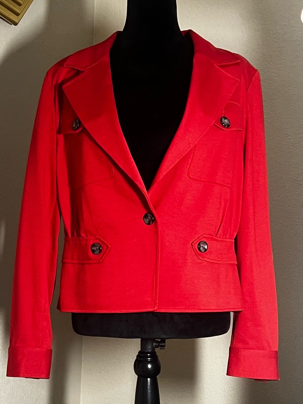 CAbi Red Women's Tailored Button-Front Jacket, sz 12 - Picture 2 of 6